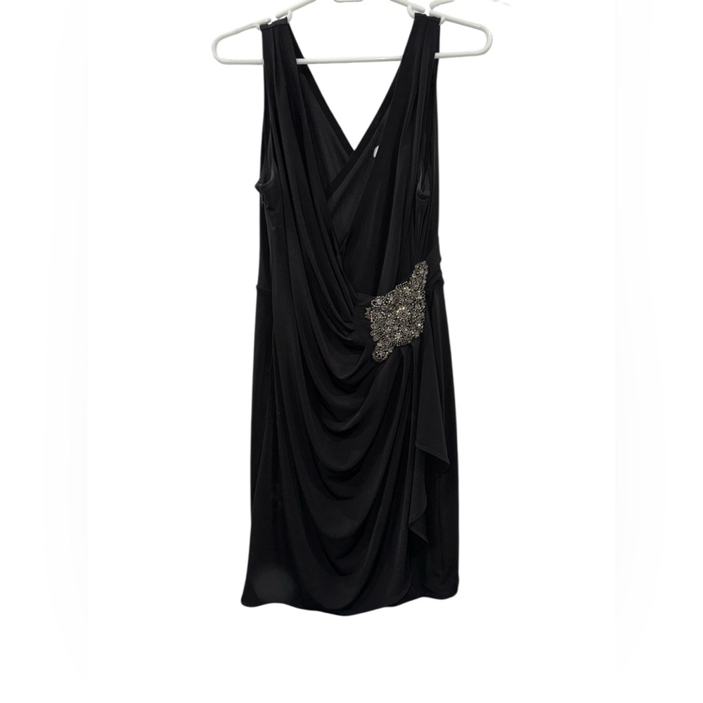 Calvin Klein Black Beaded Draped Dress